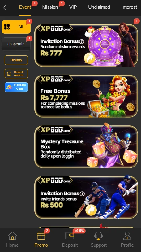 XP777 Game Bonuses
